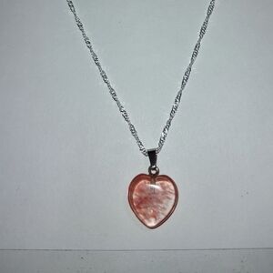 Glass Heart on 925 Sterling Silver Chain